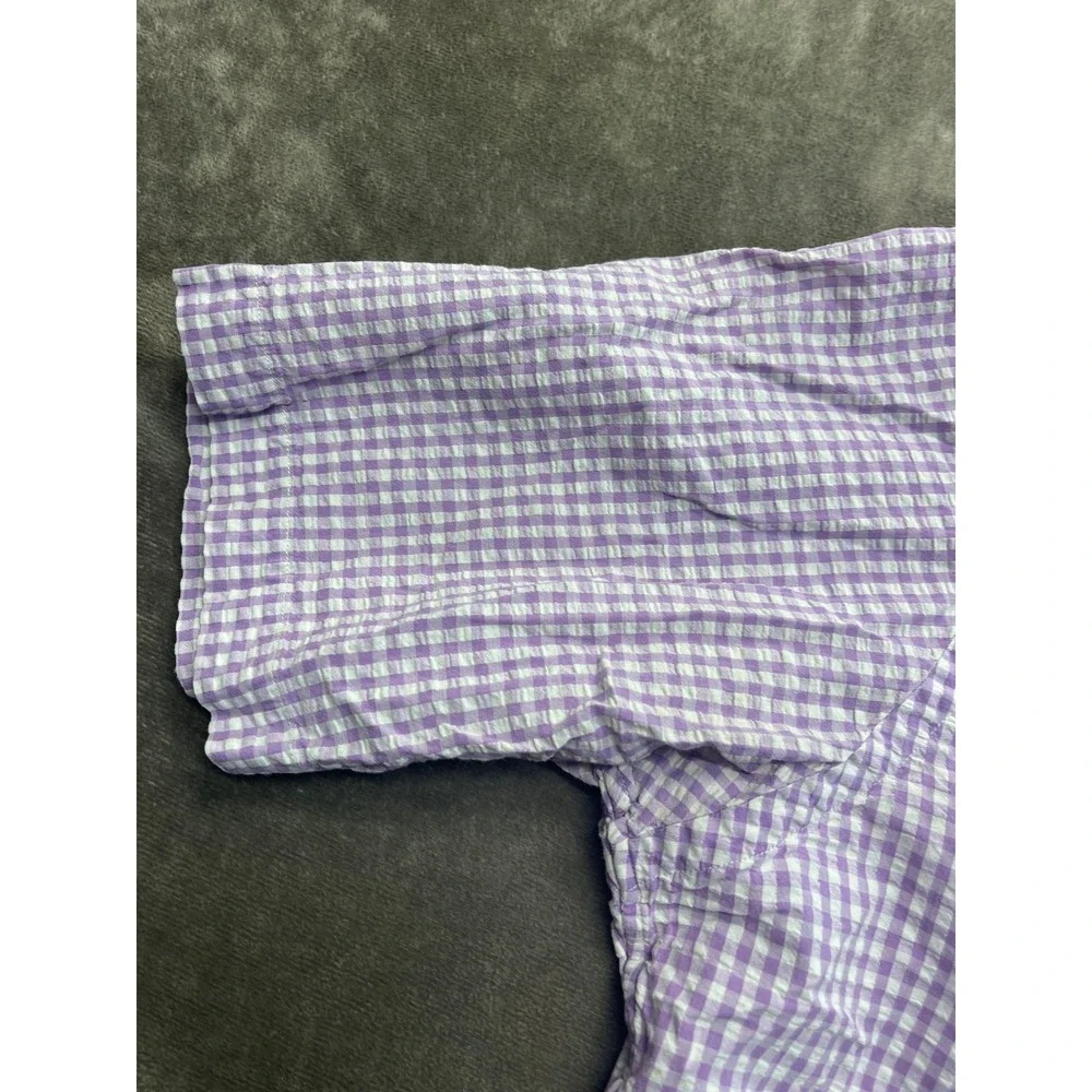 Ralph Lauren Mens Classic Fit Gingham Short Sleeve Button Down Shirt Purple M‎
